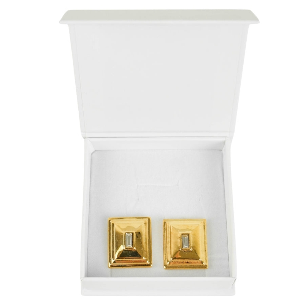 Heaven Mayhem Gold Plated Brass Post Back Earrings With Gemstone Accent